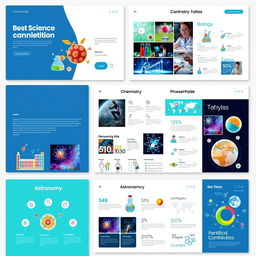 A beautifully designed science portfolio layout showcasing various scientific disciplines