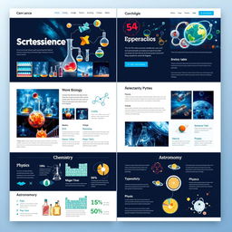 A beautifully designed science portfolio layout showcasing various scientific disciplines