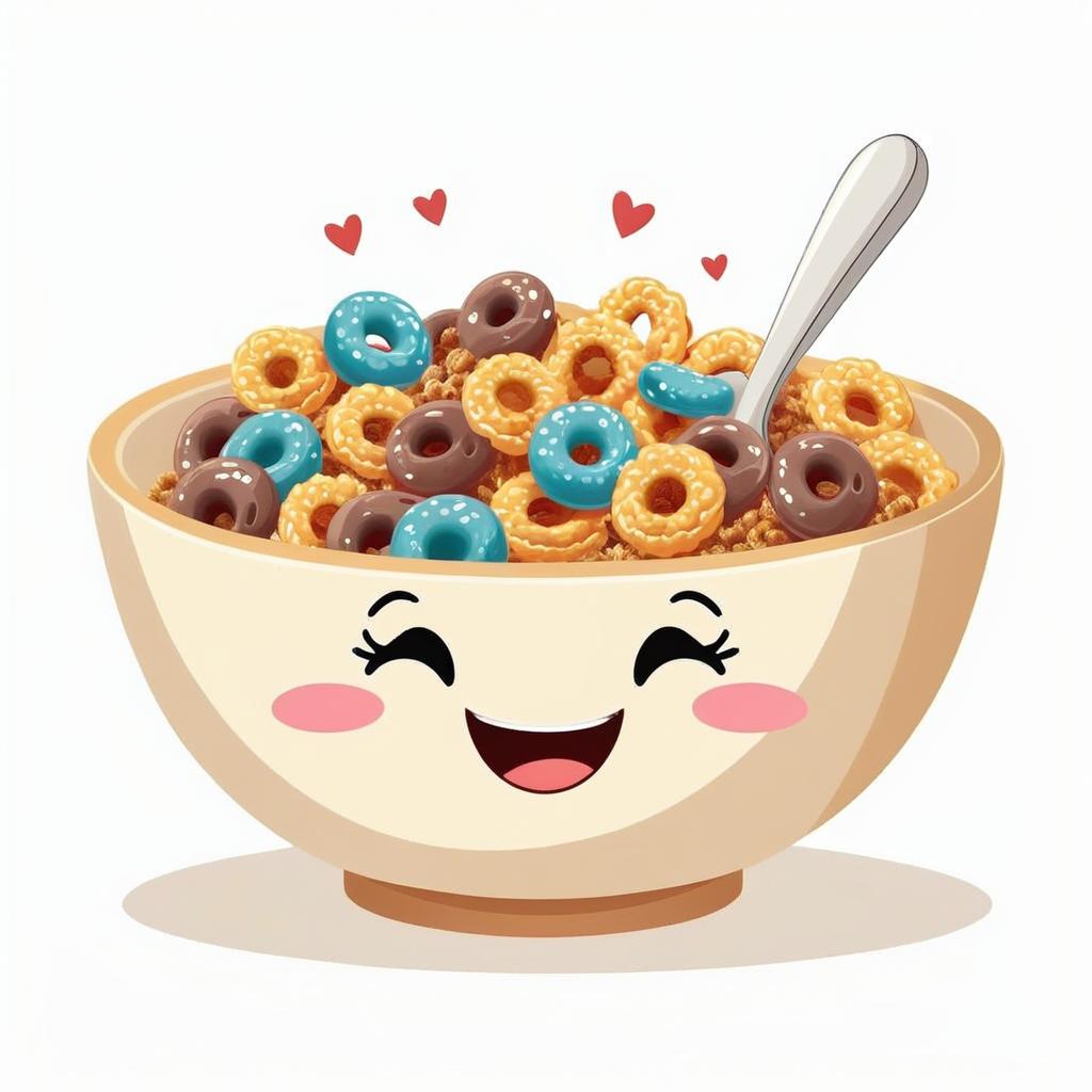 keep the bowl and the spoon but change the cereals to corn flakes