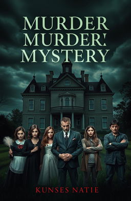 A dramatic book cover for a murder mystery novel