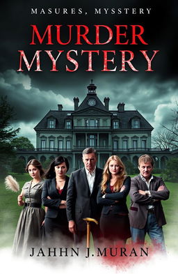A dramatic book cover for a murder mystery novel