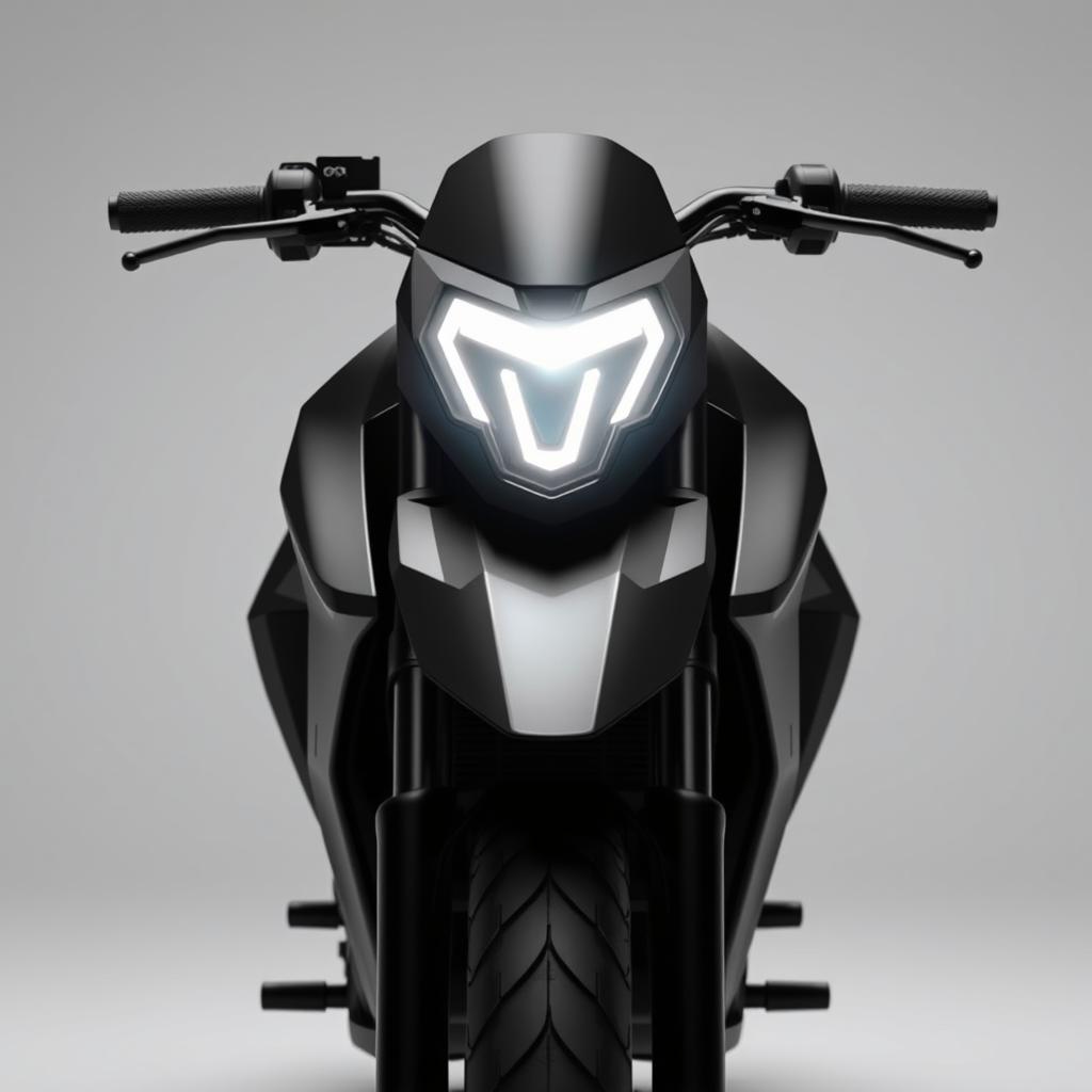 A unique electric pit bike design featuring smooth contours and a strict style