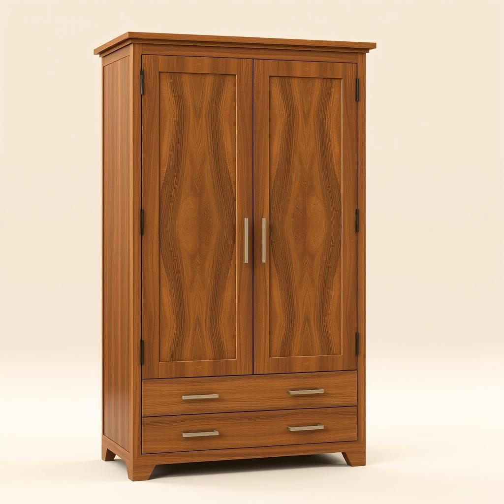 An elegant wardrobe featuring two doors and two drawers below, inspired by the provided reference image
