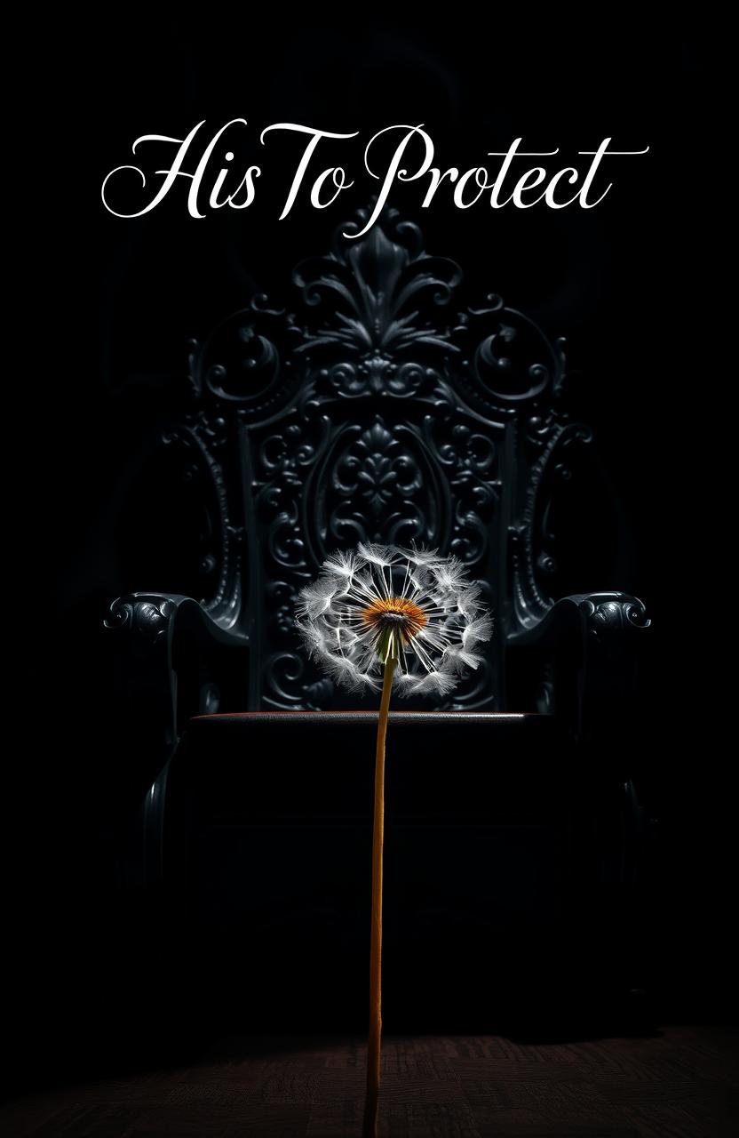 A dark and dominating scene featuring a grand, ornate throne set against a backdrop of swirling shadows