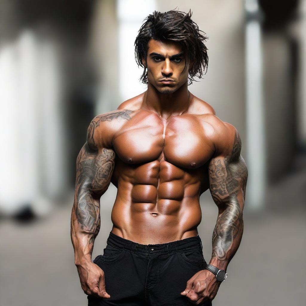 Zyzz, real name Aziz Sergeyevich Shavershian, a well-known Australian bodybuilder and fitness model, standing confidently displaying his muscular physique.