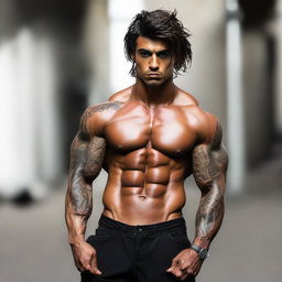 Zyzz, real name Aziz Sergeyevich Shavershian, a well-known Australian bodybuilder and fitness model, standing confidently displaying his muscular physique.