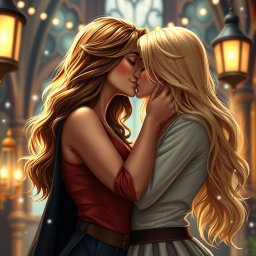 A romantic scene featuring a sexy Hermione Granger, depicted as an alluring and confident young woman with wavy brown hair and a warm smile