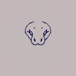 A minimalistic pixel art representation of a snake's head, using a limited color palette and simple geometric shapes