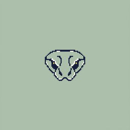 A minimalistic pixel art representation of a snake's head, using a limited color palette and simple geometric shapes