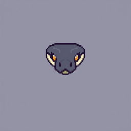 A minimalistic pixel art representation of a snake's head, using a limited color palette and simple geometric shapes