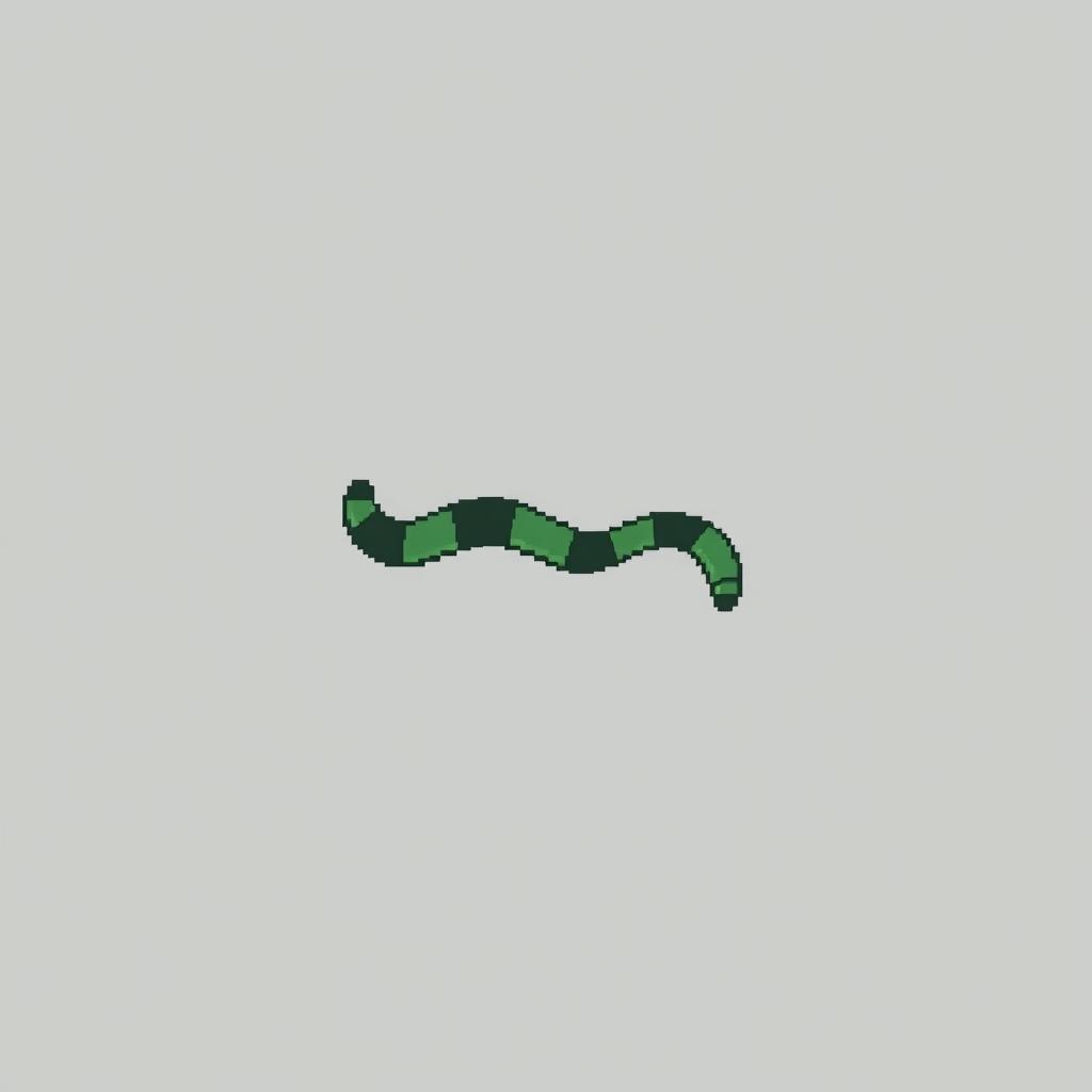 A minimalistic pixel art depiction of a snake's body, characterized by smooth, flowing lines and simple geometric shapes