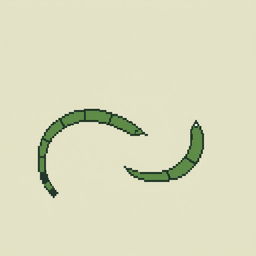 A minimalistic pixel art depiction of a snake's body, characterized by smooth, flowing lines and simple geometric shapes