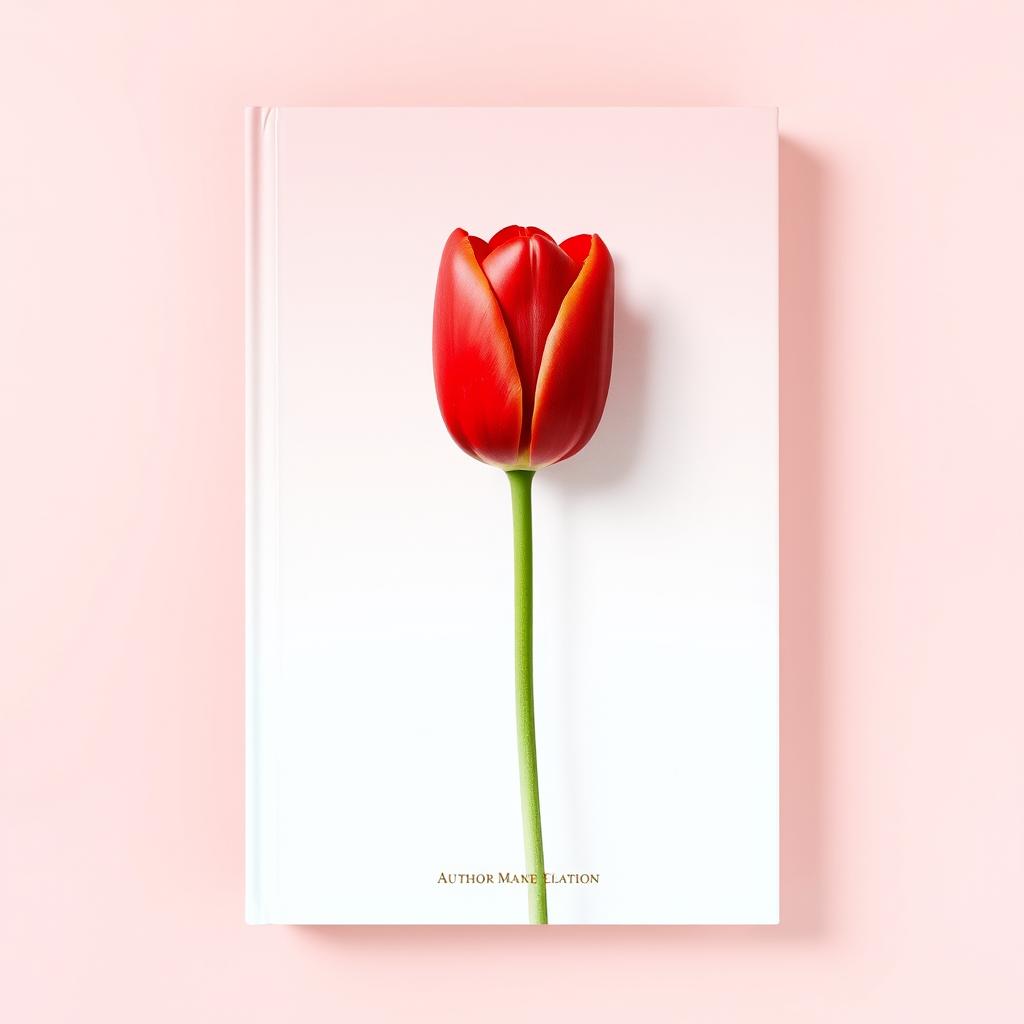 A beautifully designed book cover featuring a single vibrant tulip flower, positioned centrally