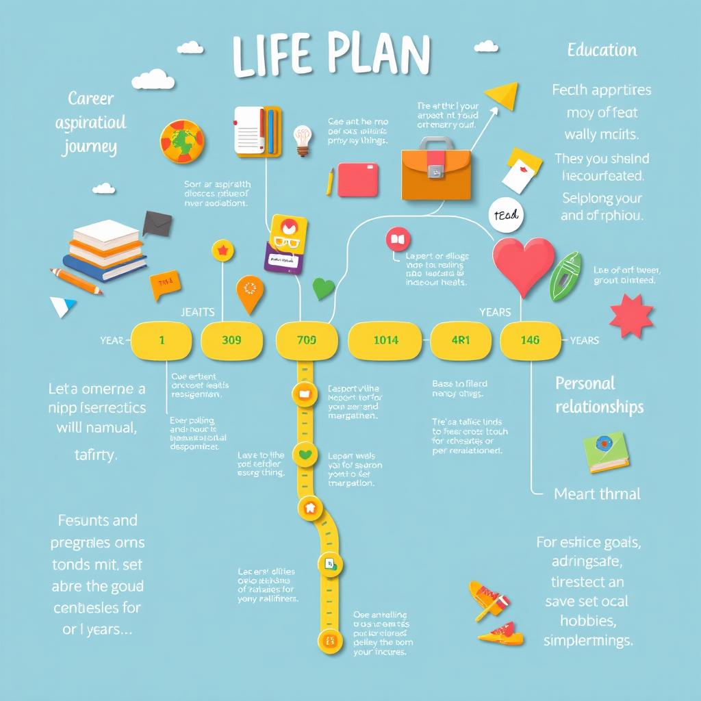 A visually appealing life plan illustration that encapsulates the journey of personal growth and goal setting