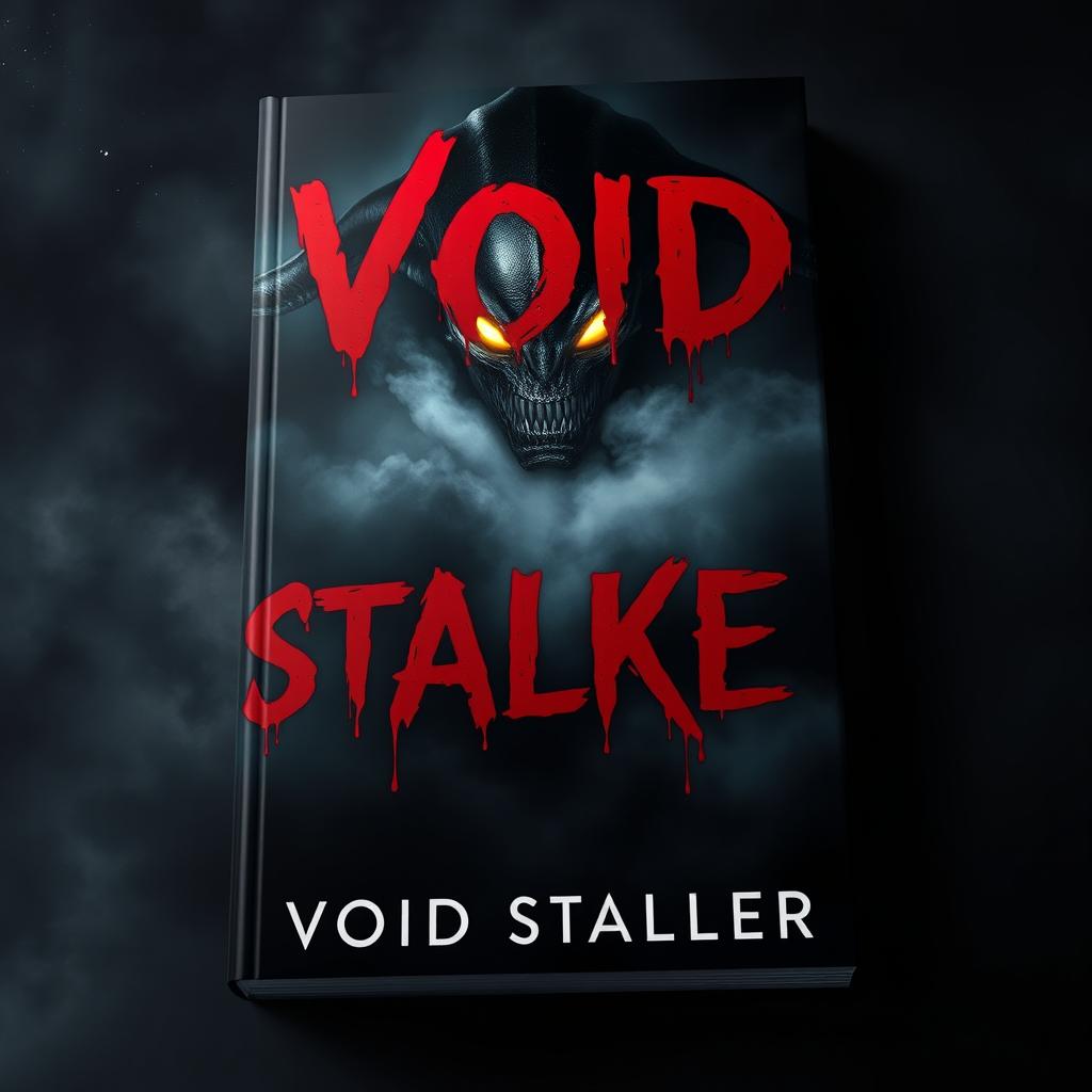 A dark and eerie book cover titled "Void Stalker" featuring a monstrous alien creature