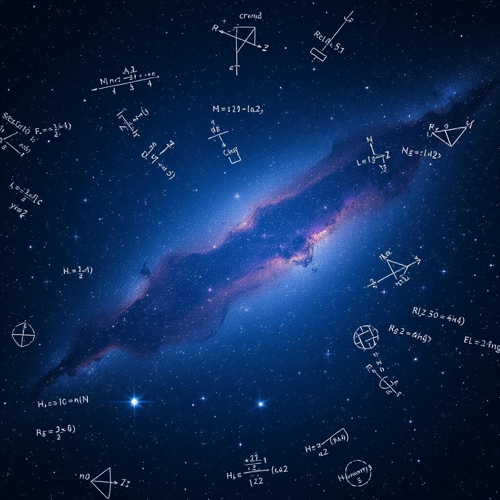A breathtaking starry sky filled with a myriad of twinkling stars, galaxies, and nebulae, weaving through the cosmos in a deep navy blue and violet hue
