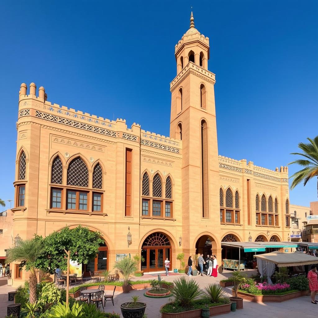A stunning hotel building in Sana'a, Yemen, designed in traditional Yemeni architectural style