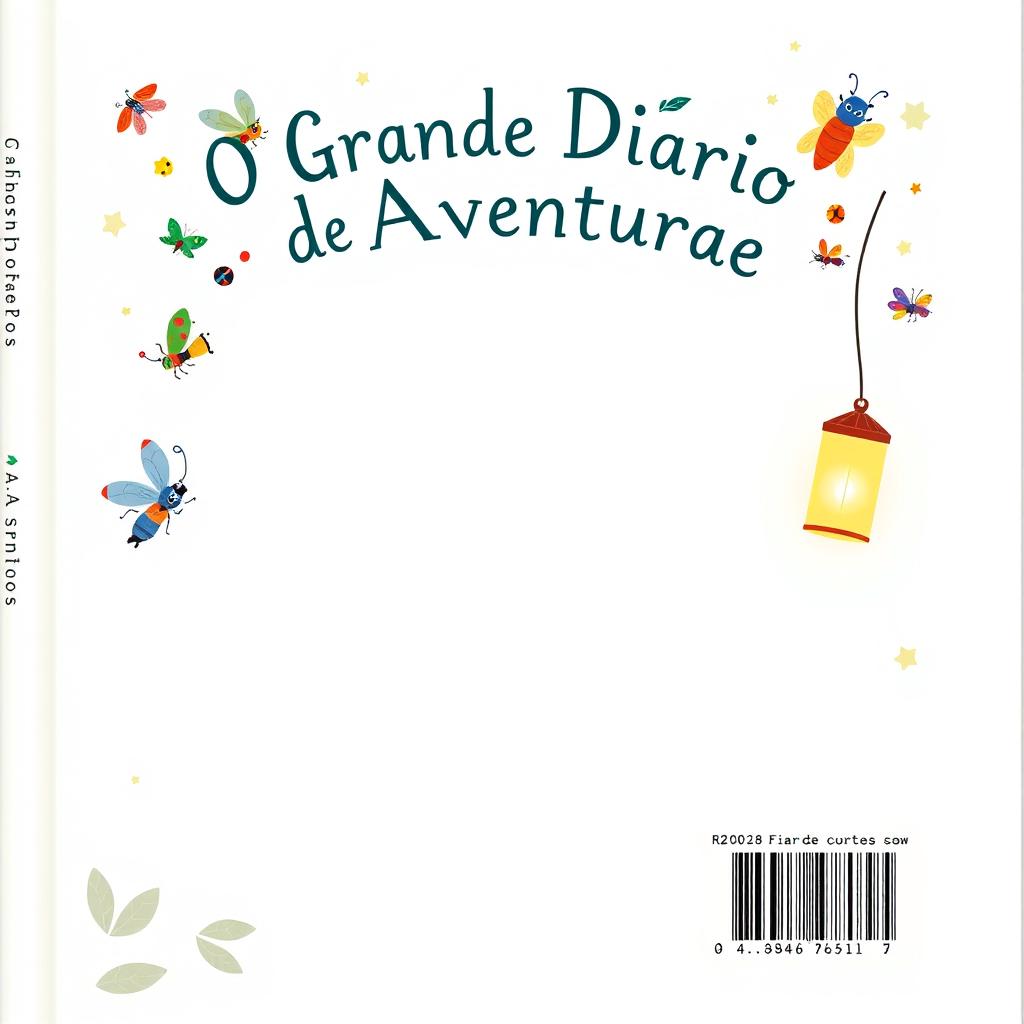 A beautifully designed book back cover for 'O Grande Diário de Aventuras'