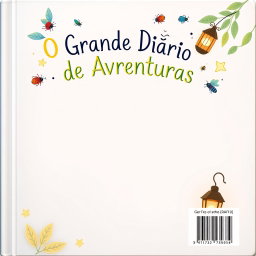 A beautifully designed book back cover for 'O Grande Diário de Aventuras'