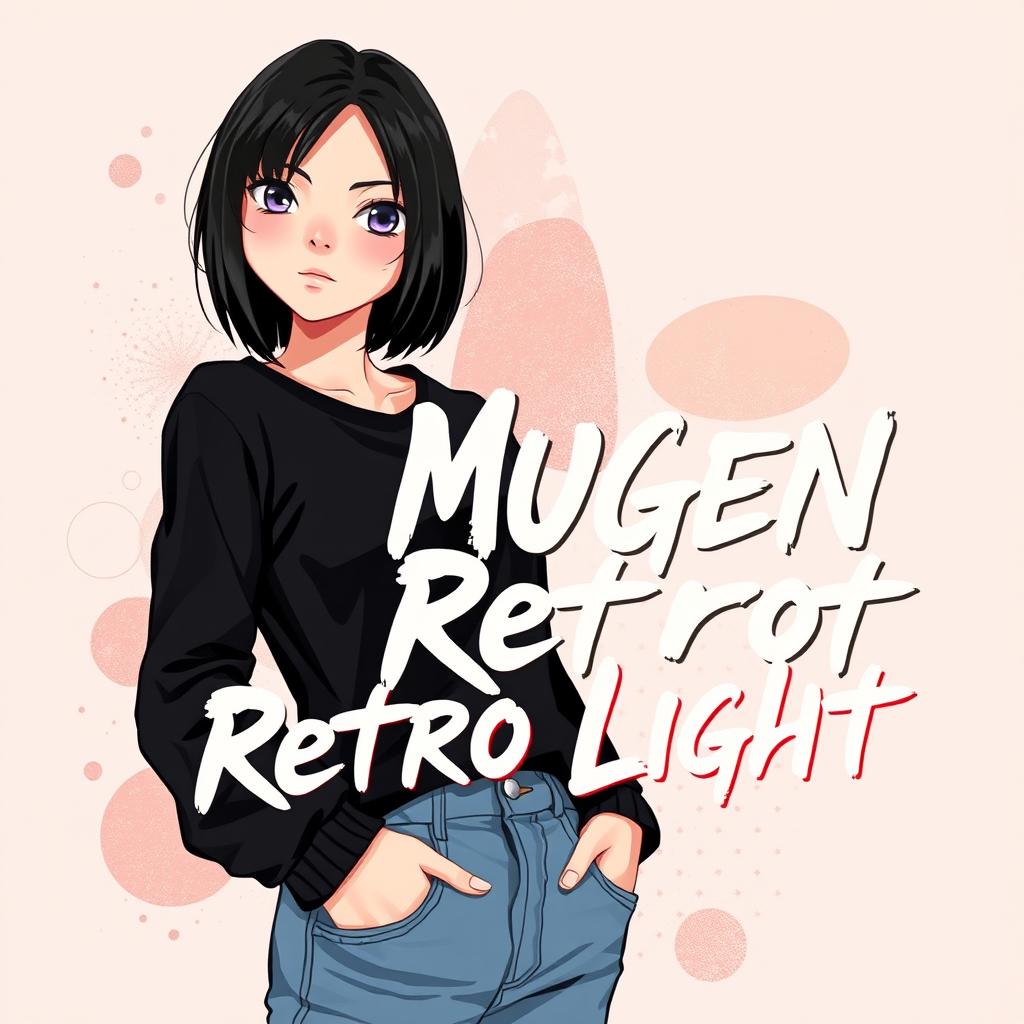 A 2D band cover design for an early 2000's emo band called 'Mugen Retro Light'