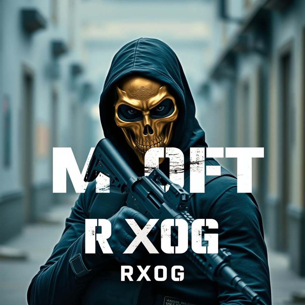 A powerful and intense portrayal of a person dressed in sleek black special forces attire