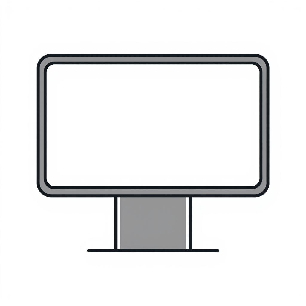 A simple, monochromatic icon representing an outdoor LED billboard, featuring a rectangular screen with a clean and minimalist design