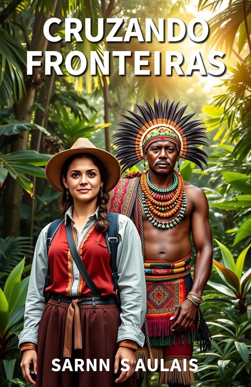 A captivating book cover featuring the title 'CRUZANDO FRONTEIRAS' prominently displayed at the top