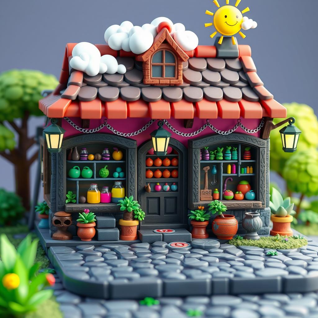 Whimsical 3D Pixel Art Shop