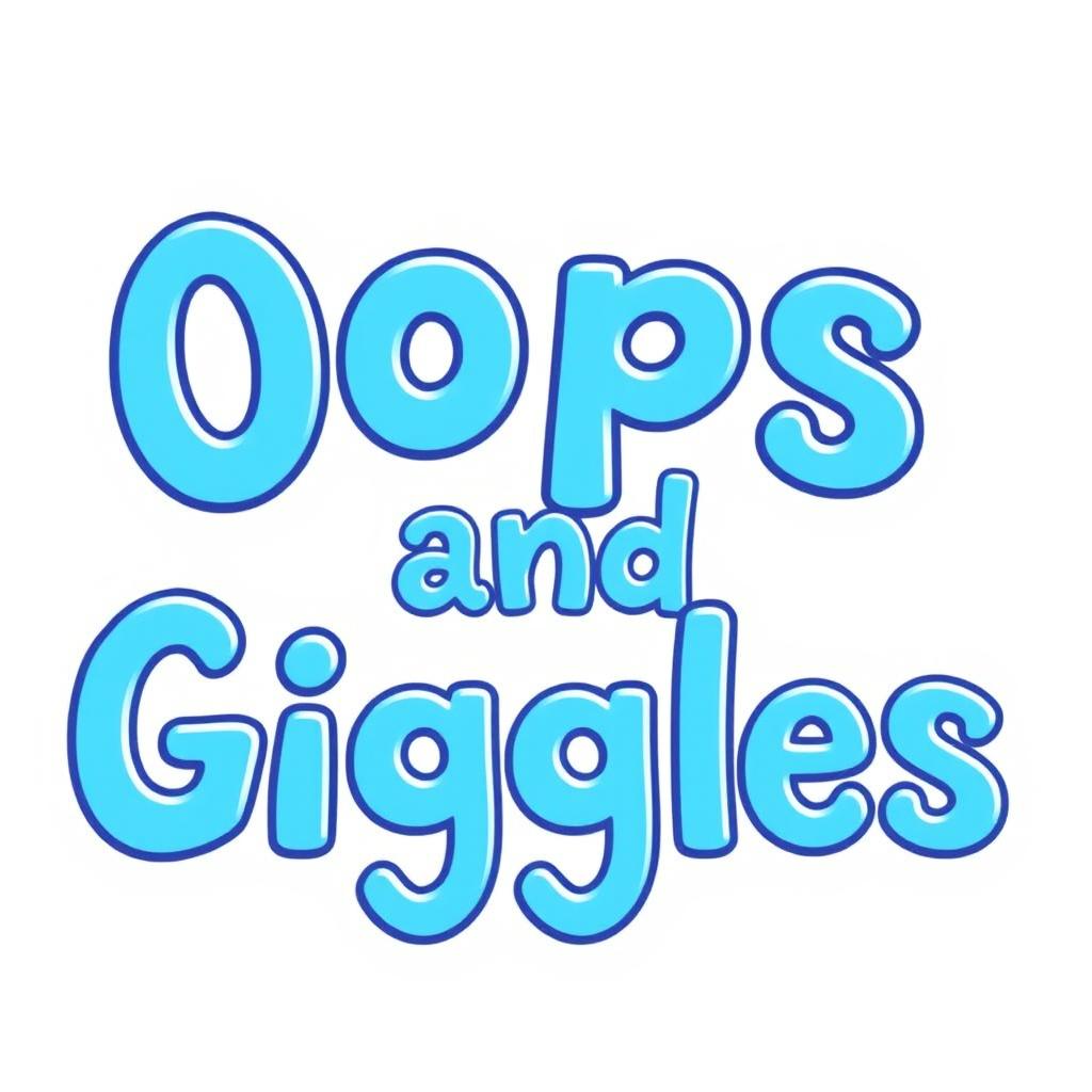 The phrase 'Oops and Giggles' displayed in a playful, stylized blue font