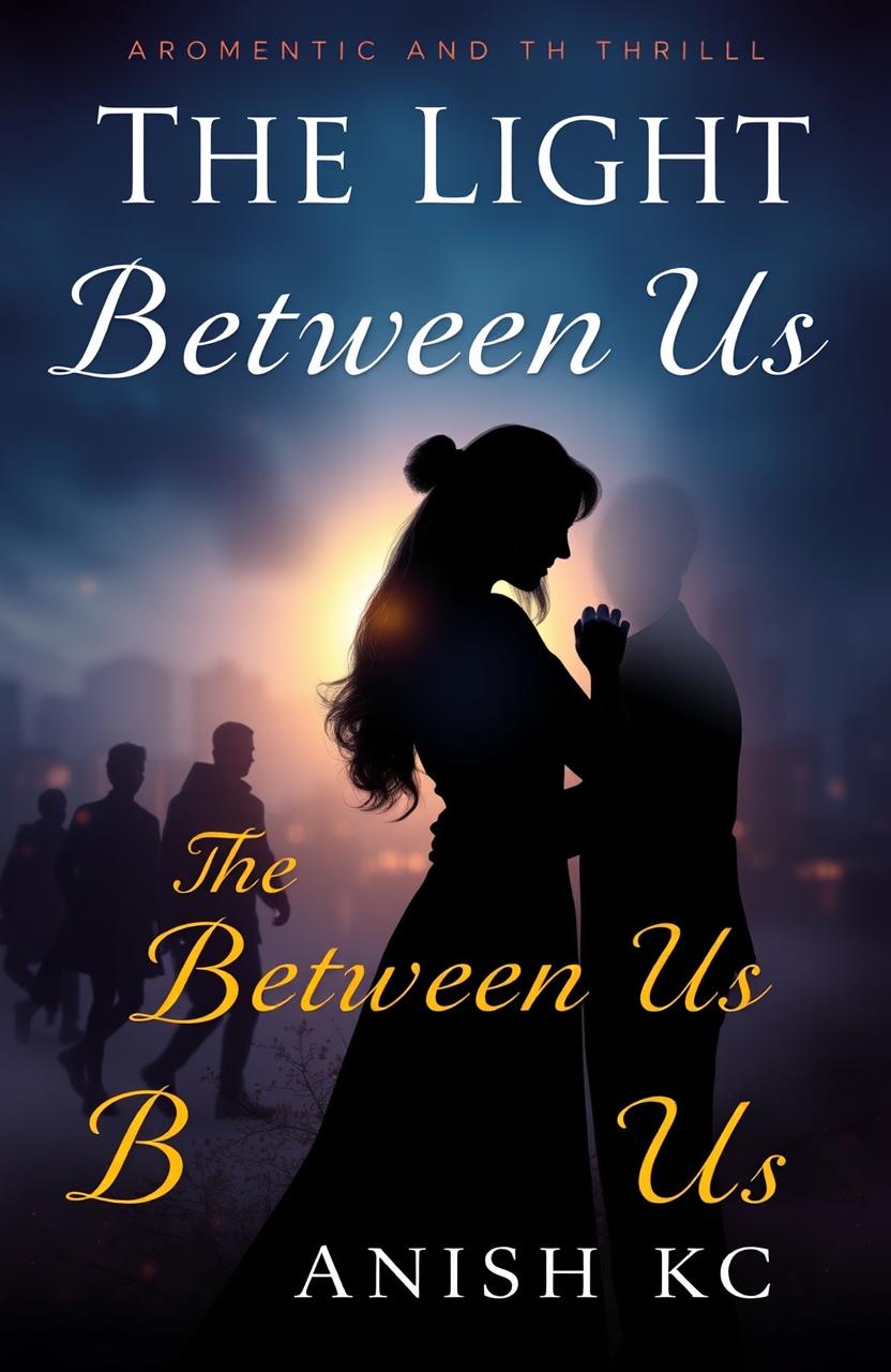 A romantic and thrilling novel cover for 'The Light Between Us' by Anish KC