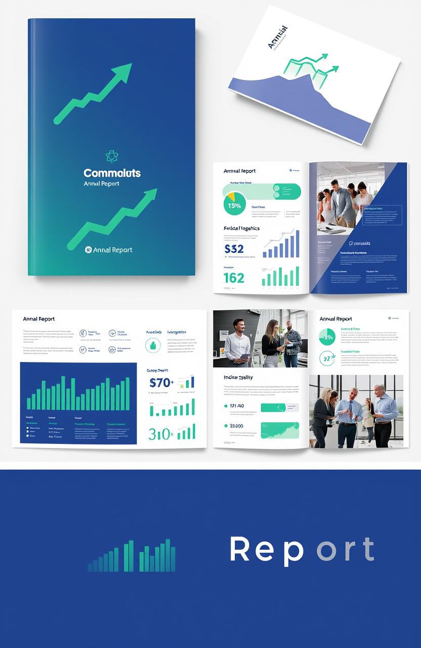 A modern and sleek annual report design showcasing financial data and company achievements