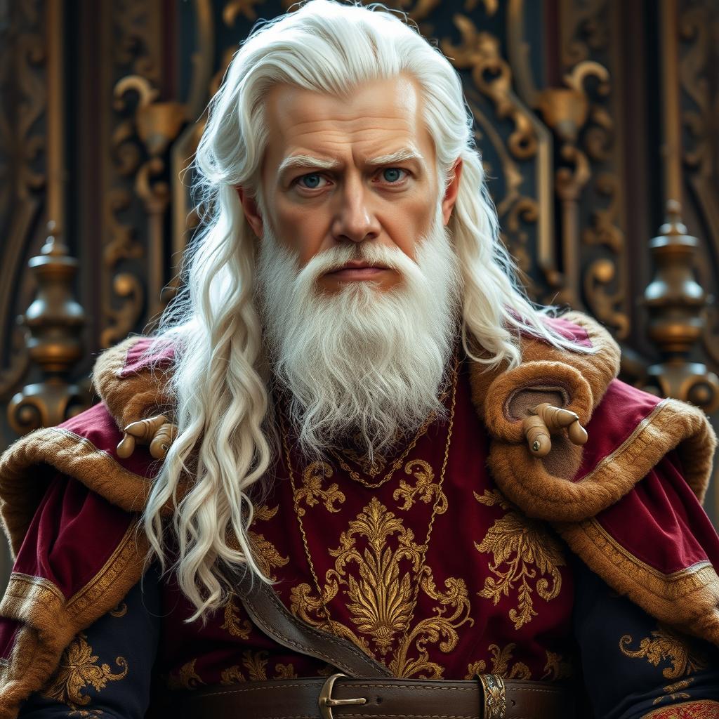 A regal king around 45 years old, radiating authority and wisdom