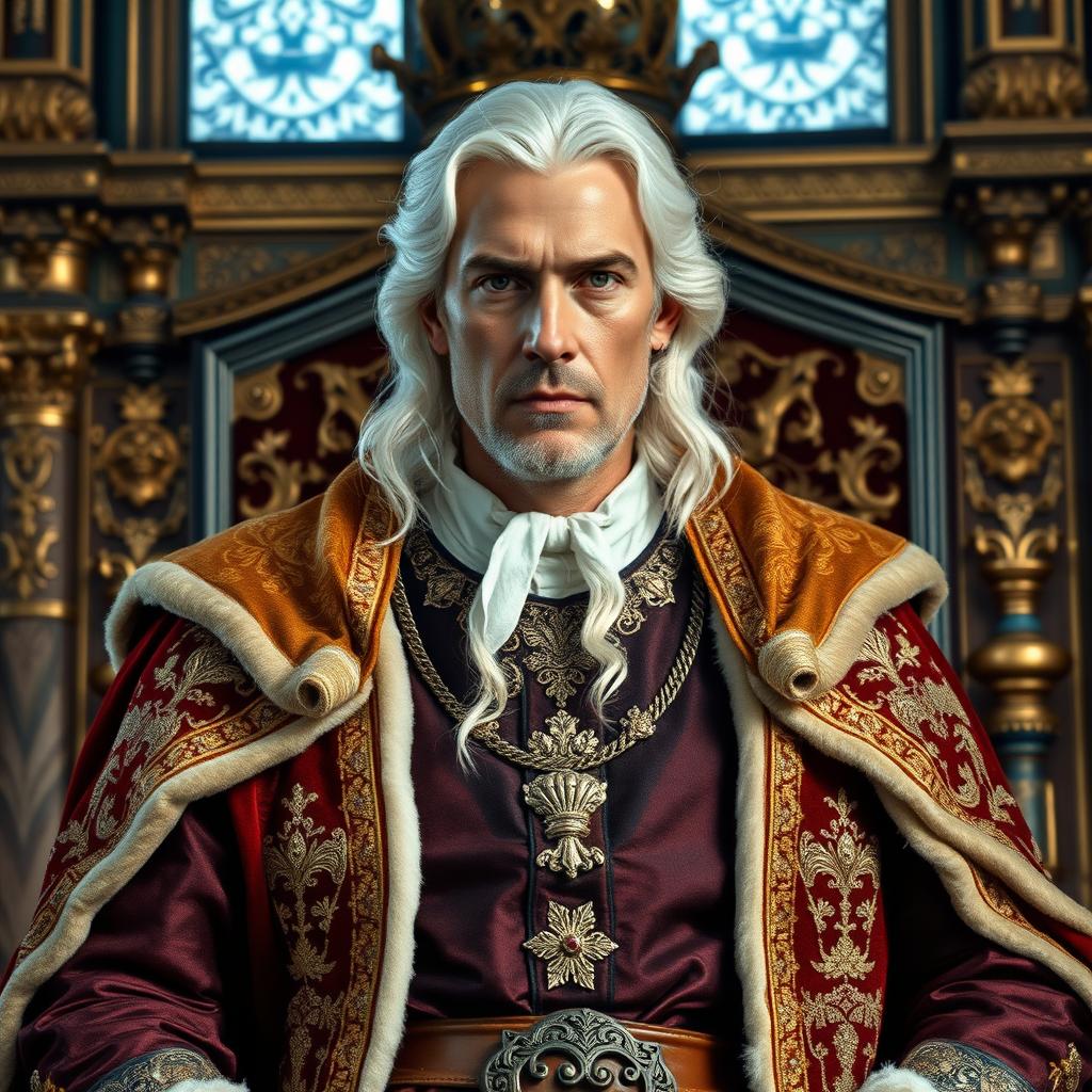 A king of approximately 35 years, exuding authority and wisdom