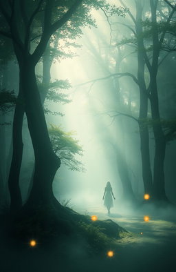 A mystical and ethereal scene depicting the concept of 'whispers of the unseen