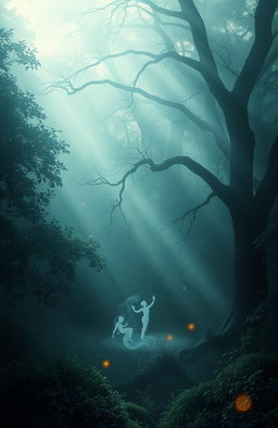 A mystical and ethereal scene depicting the concept of 'whispers of the unseen