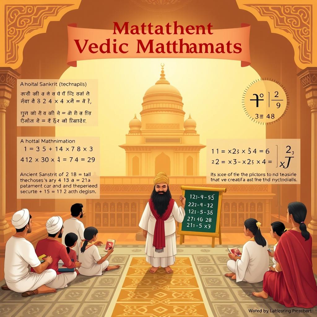 A visually engaging and informative illustration showcasing Vedic Mathematics concepts
