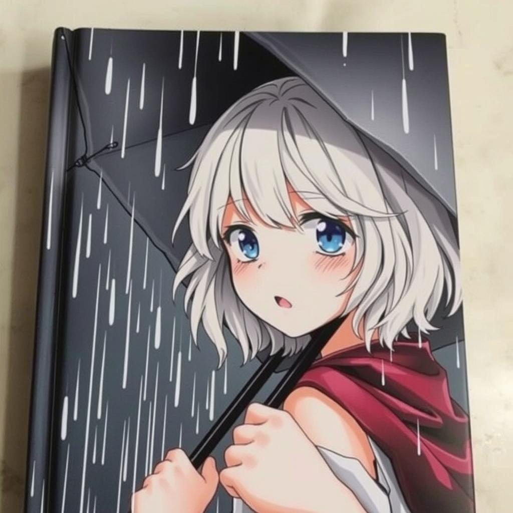A book cover featuring a girl in close-up, with shoulder-length wavy white hair and bright blue eyes