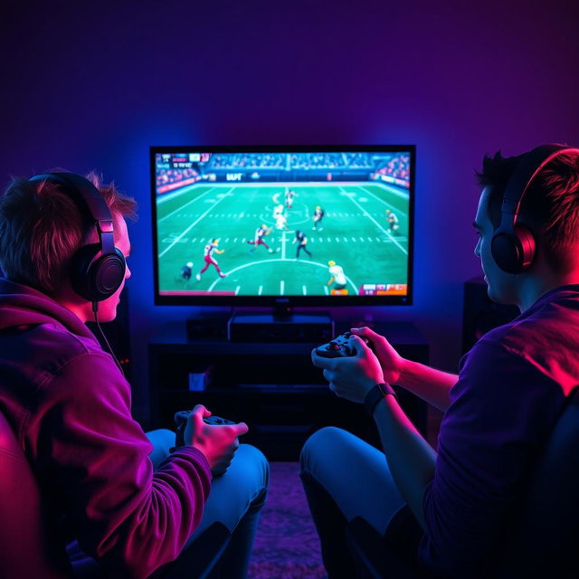 Epic Showdown: Gamers Battle in Football Video Game!