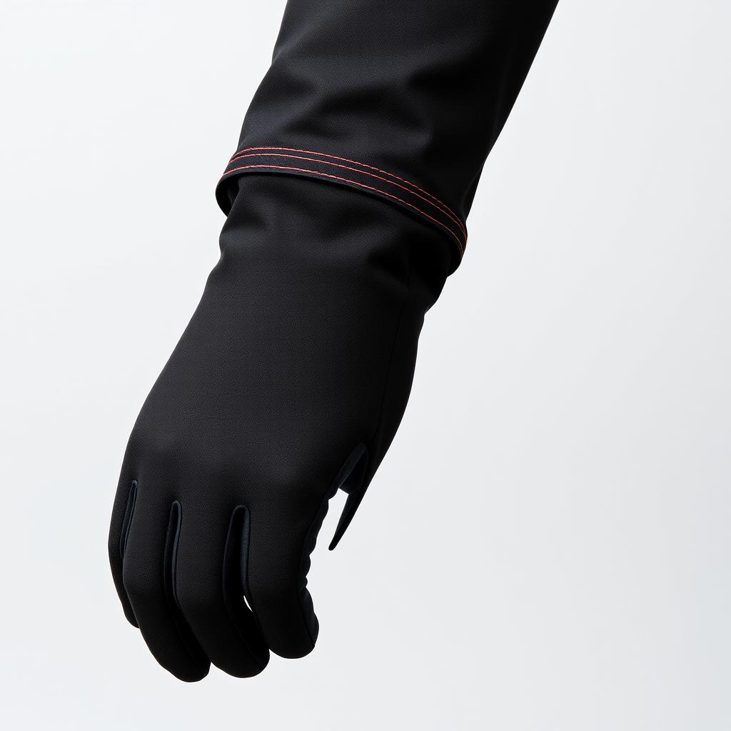 A highly detailed close-up image of an anti-burn sleeve designed for safety and comfort, crafted from a combination of neoprene and Nomex materials