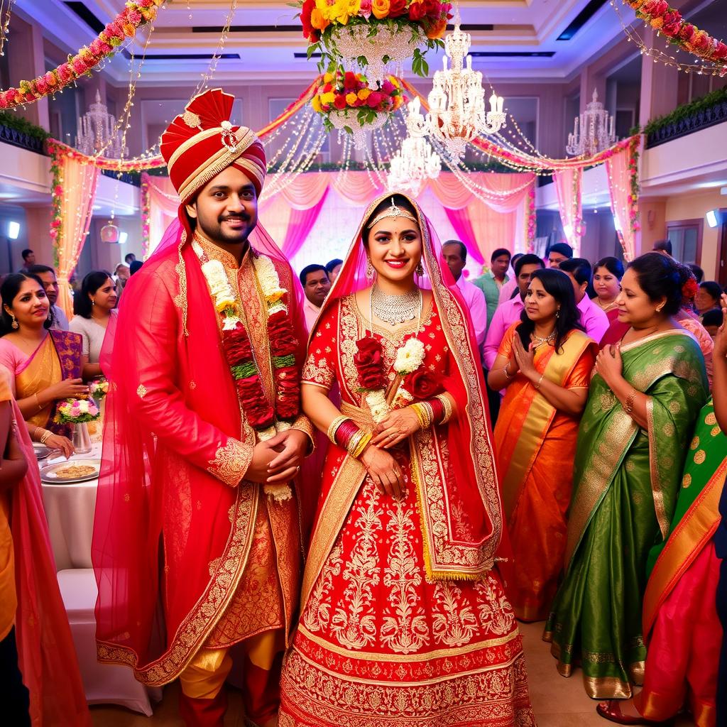 A beautiful wedding scene, showcasing a vibrant and joyous atmosphere