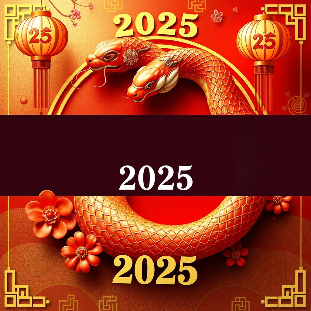 A captivating Chinese New Year poster for 2025 featuring an attractive snake as the central focus
