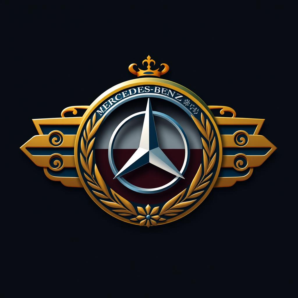 A logo design that creatively combines the iconic Mercedes-Benz logo with elements reminiscent of the Achaemenid Empire of Iran