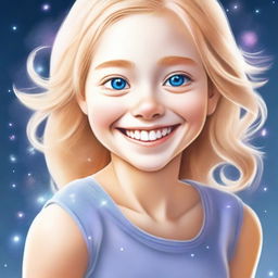 A high-quality digital art image of a 12-year-old girl with blonde hair