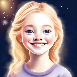 A high-quality digital art image of a 12-year-old girl with blonde hair