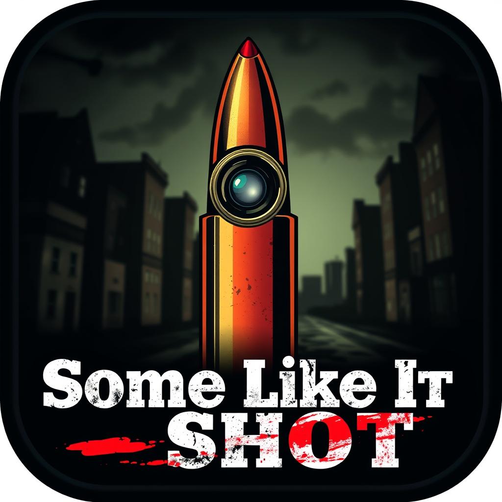 An engaging and gripping icon for a true crime podcast titled 'Some Like It Shot'