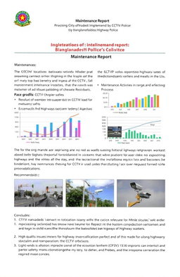 A detailed maintenance report on a CCTV project implemented by the Bangladesh Highway Police