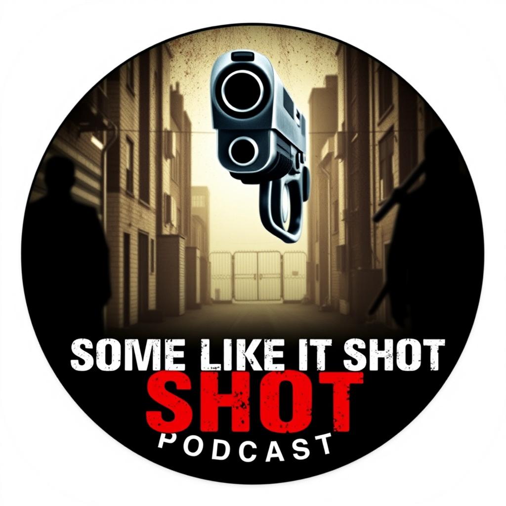 An impactful icon for a true crime podcast titled 'Some Like It Shot'