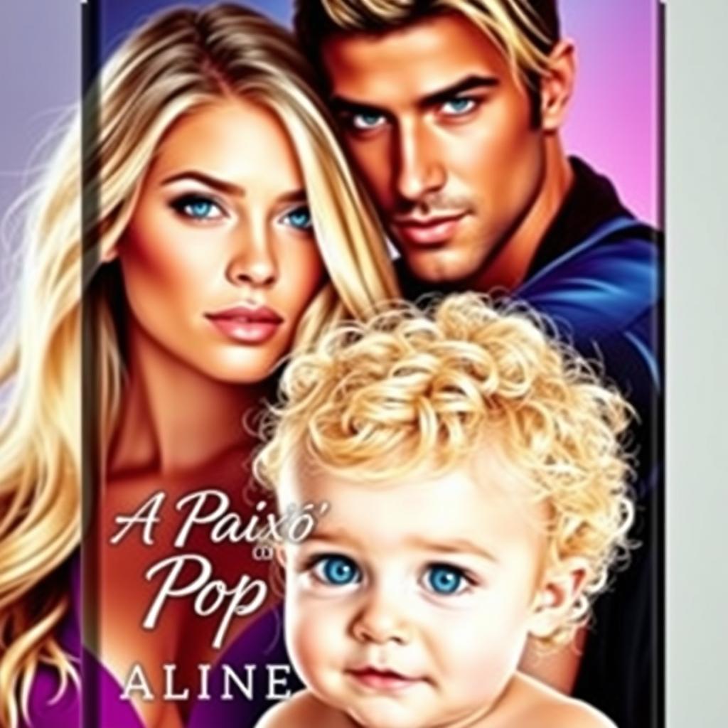 A captivating book cover for a romance novel titled 'A Paixão do Pop Star' by author Aline Oliveira
