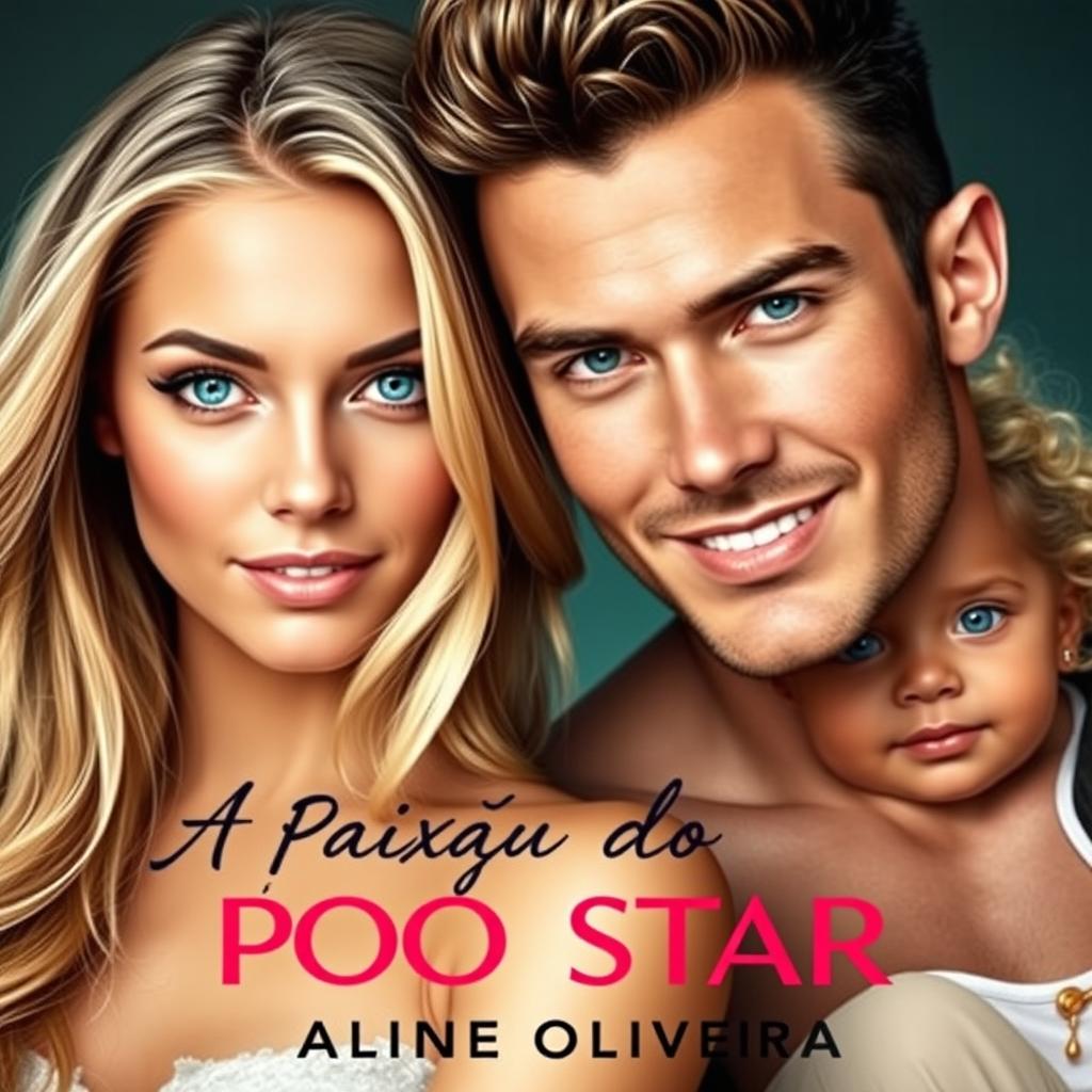 A captivating book cover design for a romance novel titled 'A Paixão do Pop Star' by Aline Oliveira