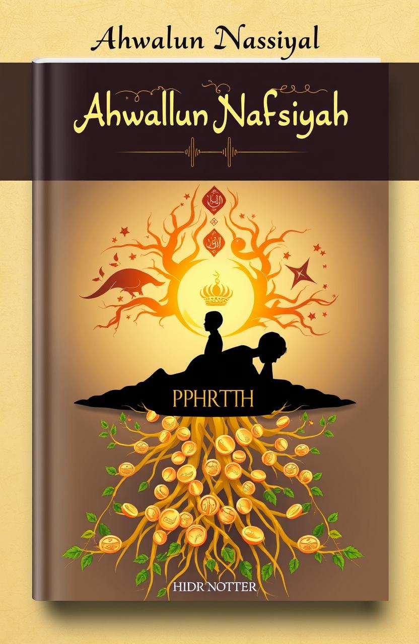 A book cover design featuring an Arabic calligraphy title at the top that reads "Ahwalun Nafsiyah" in an elegant style
